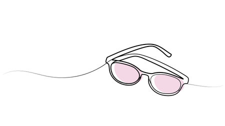 continuous drawing of glasses with one line. vectorのイラスト素材