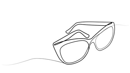 continuous drawing of glasses with one line. vectorのイラスト素材