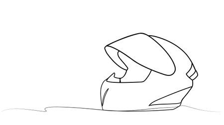 continuous one line drawing of helmet. vector illustrationのイラスト素材