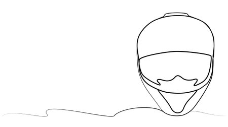 continuous one line drawing of helmet. vector illustrationのイラスト素材