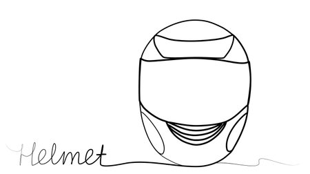 continuous one line drawing of helmet. vector head protectionのイラスト素材