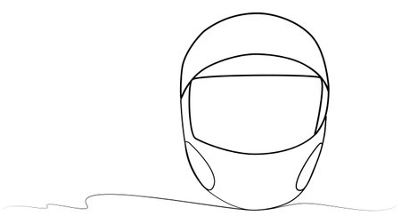 continuous one line drawing of helmet. vector head protectionのイラスト素材