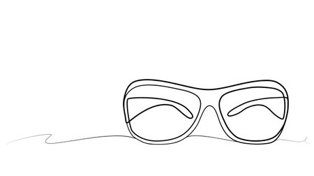 continuous one line drawing of glasses. vectorのイラスト素材