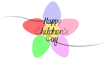 Happy children day, continuous one line drawing. vectorのイラスト素材