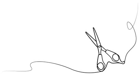 continuous one line drawing of scissors. vectorのイラスト素材