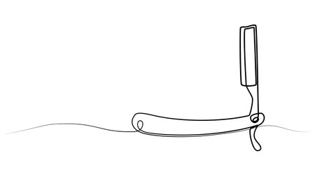 Continuous one line drawing of dangerous razor.のイラスト素材