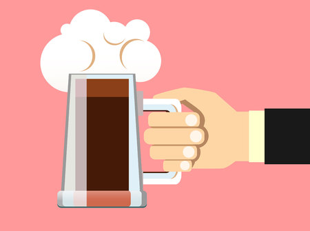 Male hand holding a beer mug.のイラスト素材