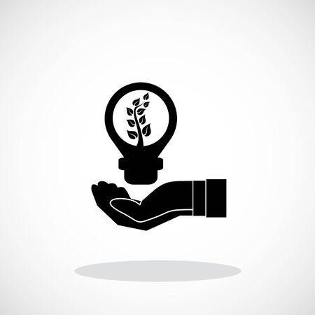 Hands holding ecology light bulb, vector iconのイラスト素材