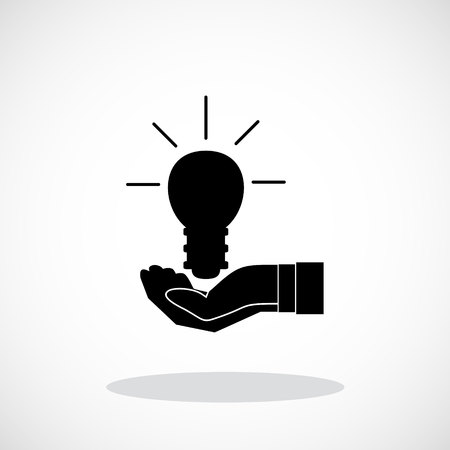 Vector hand and light bulb iconのイラスト素材