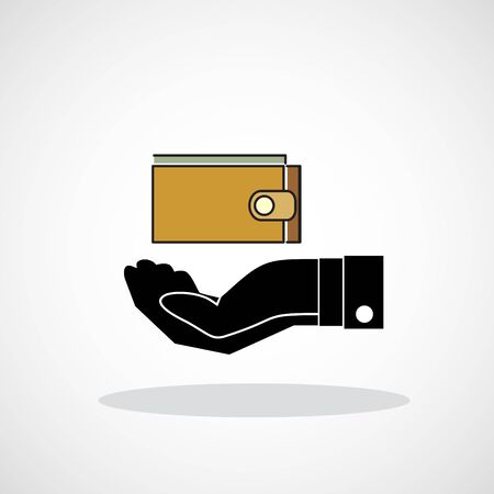 wallet and hand web icon. vector designのイラスト素材