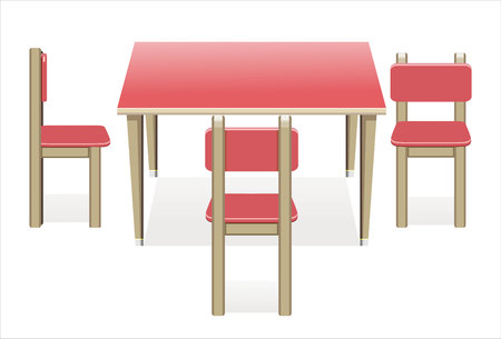 Modern table with chairs on white background.のイラスト素材