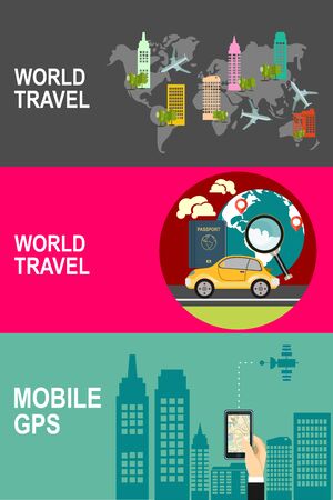 GPS navigation.Travel time template.のイラスト素材