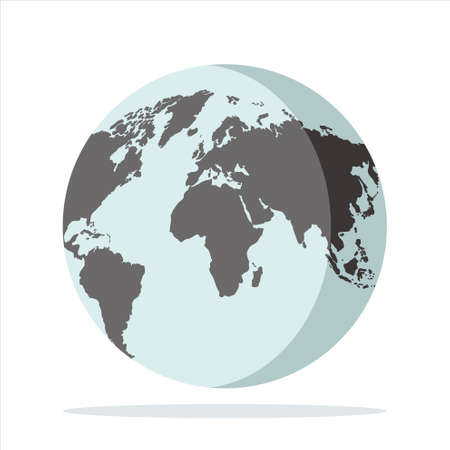 Earth globe isolated on gray background. Flat planet icon. Vector illustration.のイラスト素材