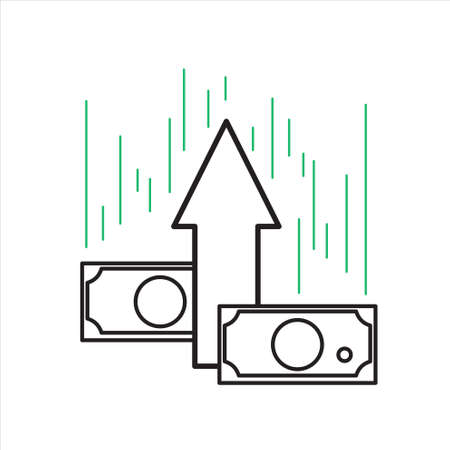 Time is money concept, financial, management, vector line iconsのイラスト素材