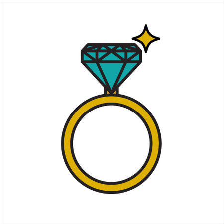 Outline Diamond ring Iconのイラスト素材
