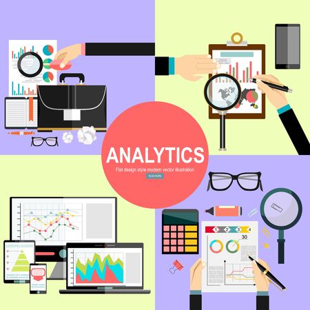 Vector modern flat design and Analytics Information and Development Website Statistic., Business success strategy plan ideas,のイラスト素材