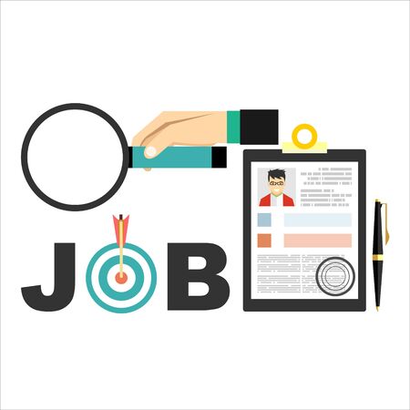 Human resources design. Applying for job at laptop, giving CV, job competition vector concept.のイラスト素材