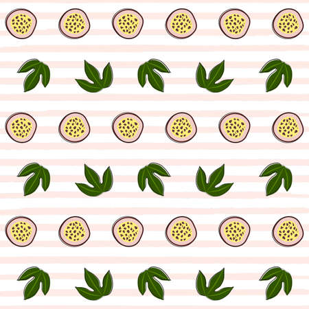 Vector gentle illustration background with lines of passion fruitのイラスト素材