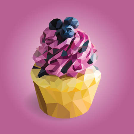 Lowpoly blueberry cupcakeのイラスト素材