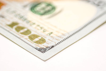 Hundred dollar bill, macro photography