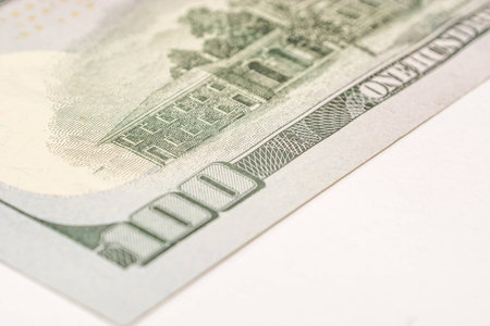 Hundred dollar bill, macro photography
