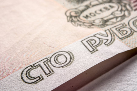 Rouble banknotes, macro photographyの写真素材