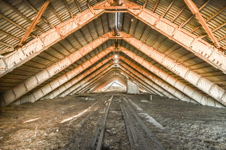 Old farm, ruined building, broken roof