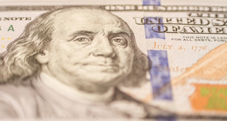 Hundred dollar bill, macro photographyの写真素材