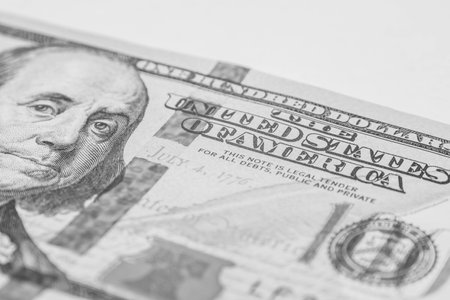 Hundred dollar bill, macro photography