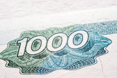 Rouble banknotes, macro photographyの写真素材