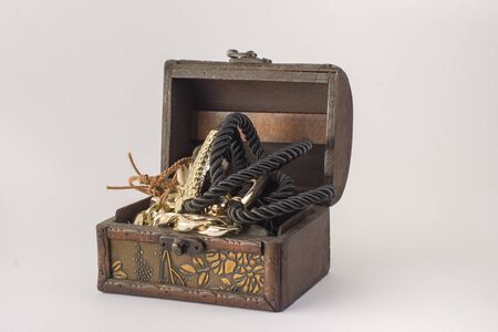 Chest full of gold, isolated. Black background