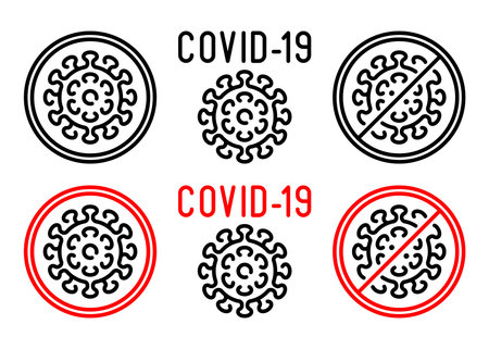 Virus and Coronavirus Covid-19 icons. Virus Covid 19 vector icon set.のイラスト素材