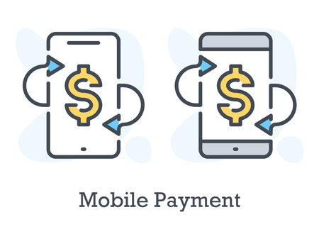 Mobile Payment vector icon. Mobile Banking and Online Payment color icon.のイラスト素材