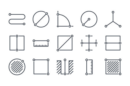 Scale and Measurement related line icon set. Length and size linear icons. Distance metric outline vector sign collection.のイラスト素材