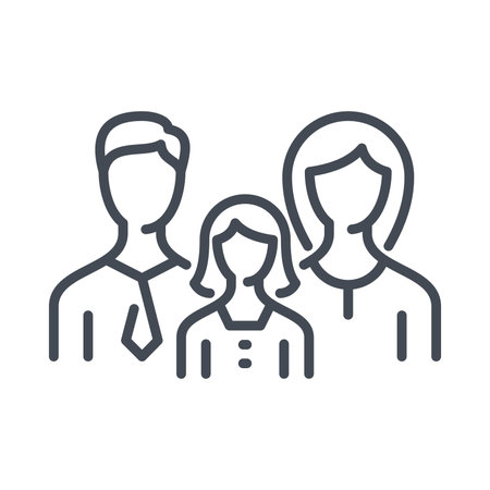 Family line vector illustration. Father, mother and daughter icon for web and presentation.のイラスト素材