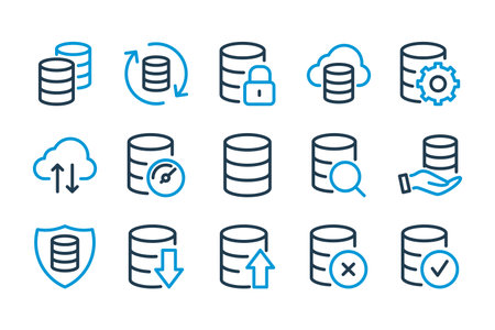 Database and Server related line icons. Vector icon set.のイラスト素材