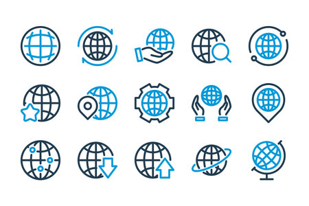 Globe and World related line icons. Planet earth vector linear icon set.のイラスト素材