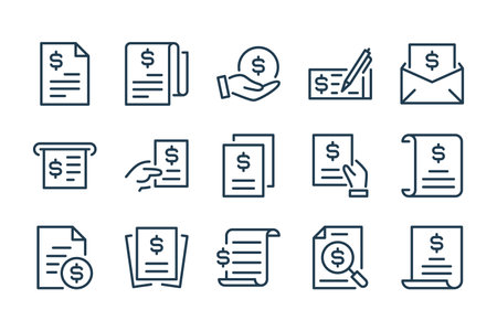 Invoice, Offer and Contract line icons. Financial Document, Payment Bill and Receipt vector icon set.のイラスト素材