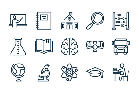 School and Education line icons. Knowledge and eLearning vector linear icon set.のイラスト素材