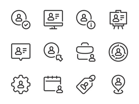 User and Profile vector line icons. Account settings and Personal services outline icon set.のイラスト素材