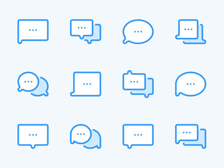 Chat and Message vector line icons. Comment and Speech bubble outline icon set. Dialog, Conversation, Chat box, Communication, Talk, Discussion and more.のイラスト素材