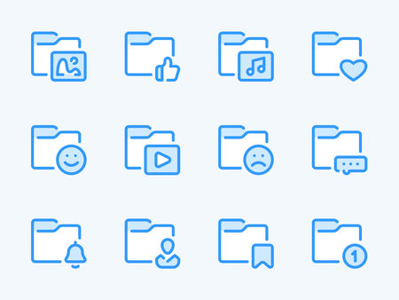 Folder configurations and Data directory vector line icons. Archive of Files and Documents outline icon set.のイラスト素材