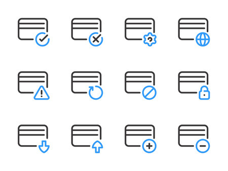 Credit card and Card services vector line icons. Finance and Payment outline icon set.のイラスト素材