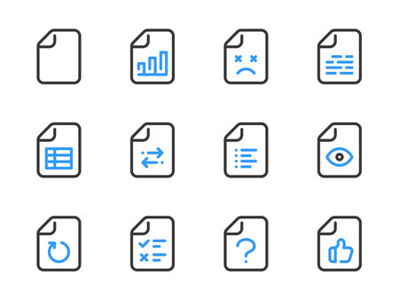 Document vector line icons. File type, Data and Configurations outline icon set.のイラスト素材
