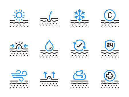 Skin care and Beauty vector line icons. Skin problems, Treatment and Skincare outline icon set.のイラスト素材