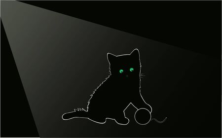 little kitten playing with a ball, vector illustrationのイラスト素材