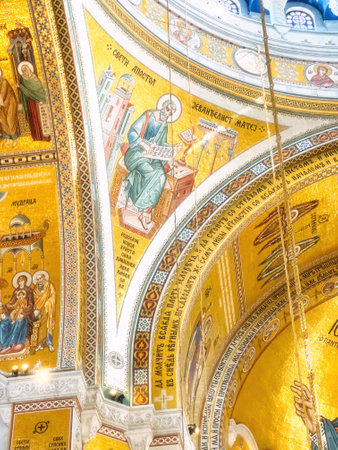Belgrade, Serbia - 27 January, 2024: Interior of Saint Sava or Hram Svetog Save