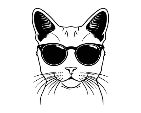 cat with sunglasses, stylish cat, cool cat, shades, fashion pet, cute kittenのイラスト素材
