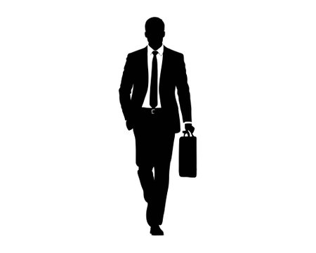 Stylish man with suit and tie. Business man vector illustration. office worker silhouette artwork.のイラスト素材