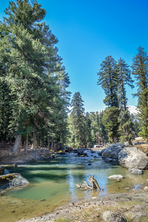 Lanscape view of Betab Valley with Lidder river, Pahalgamの写真素材